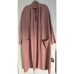 Max Sport Long Cardigan Women's Size Large Dusty Rose Coat Jacket Sweater READ